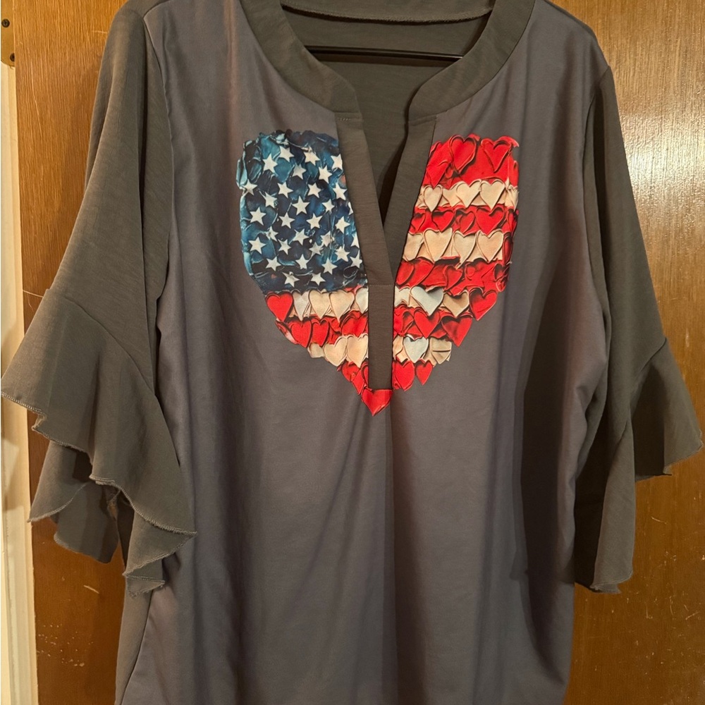 Stylish Gray Blouse with Heart Design